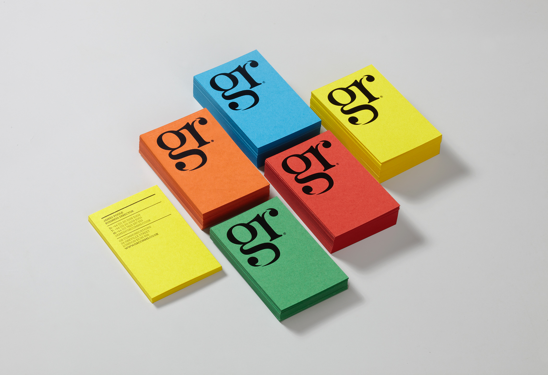 Brand identity for PR company, GR Communications (2016)